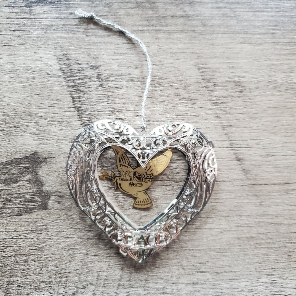 Readers Digest dove & heart Christmas‎ ornament 2003 vtg